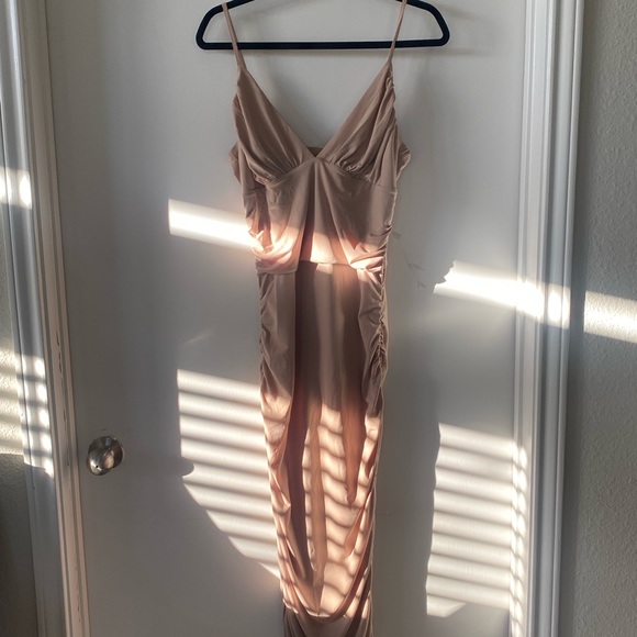 Nude A-Line Dress, 95% Polyester, 5% Spandex - Picture 6 of 9
